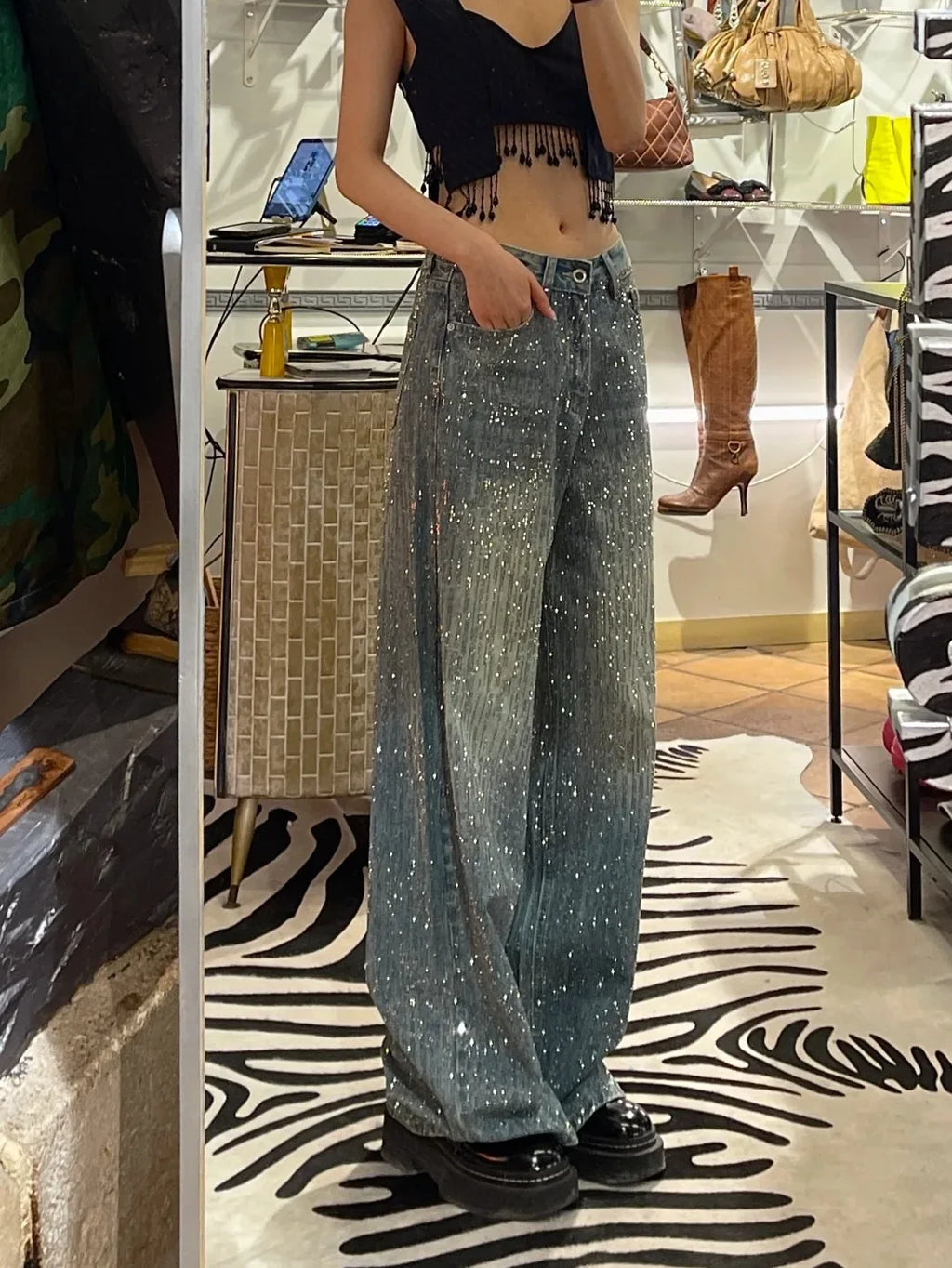Pantalones vaqueros con parches para mujer