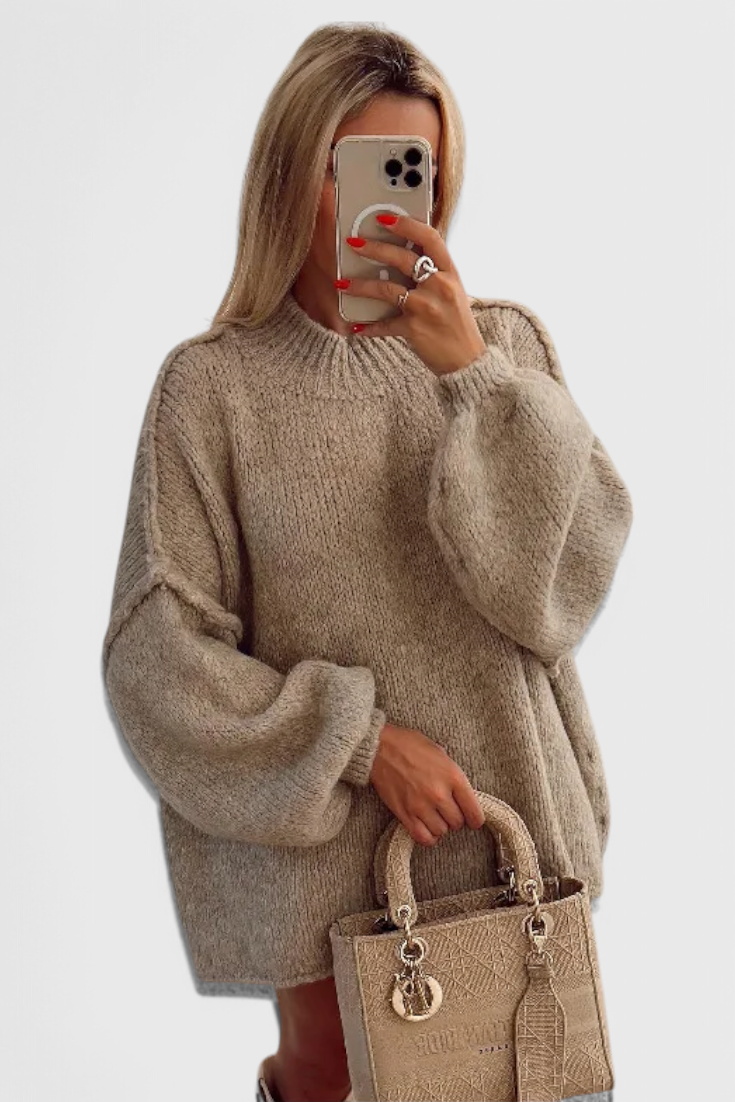 Cassia Jersey de Punto Oversized con Mangas Globo