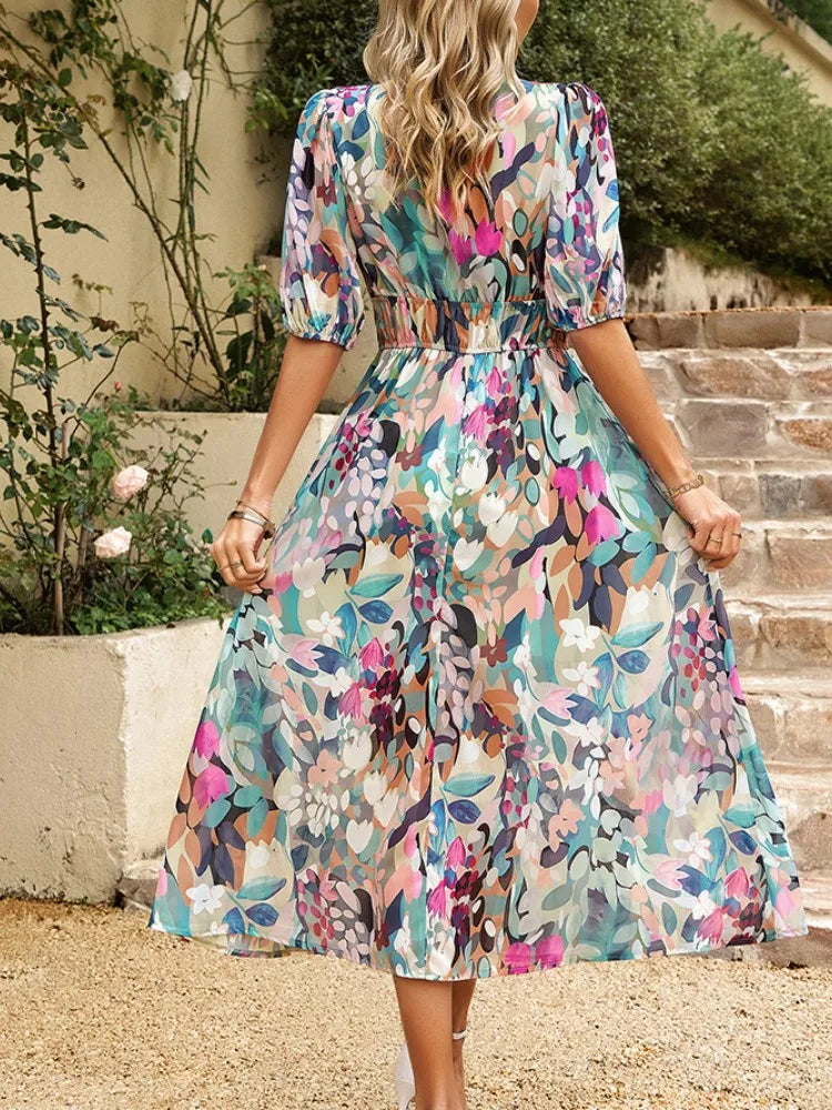 Elsa Vestido midi estampado