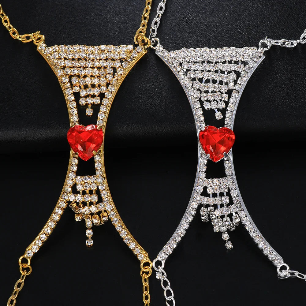 Cadena con colgante de cristal en forma de corazón
