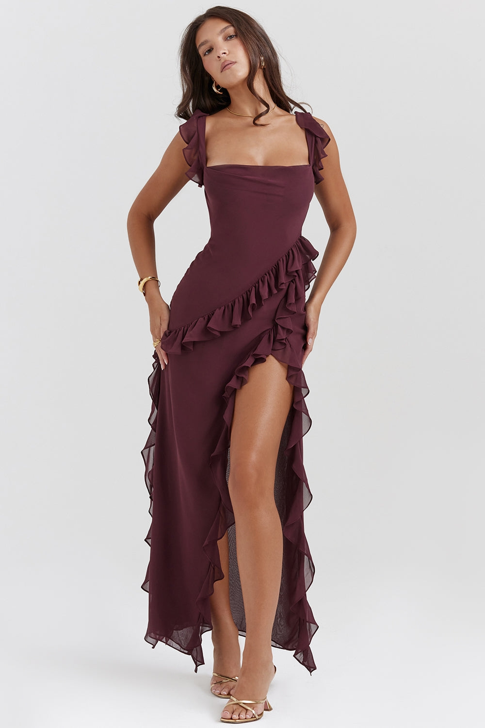 Dalila Vestido largo con volantes