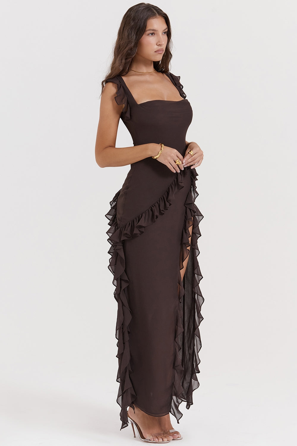 Dalila Vestido largo con volantes