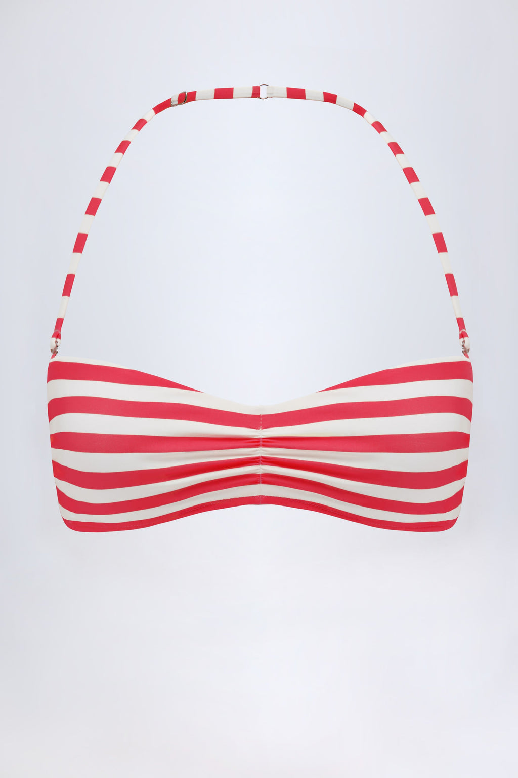 Top de bikini con múltiples formas en rayas rojo cereza