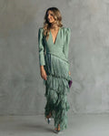 Chiara Vestido elegante con mangas de flecos
