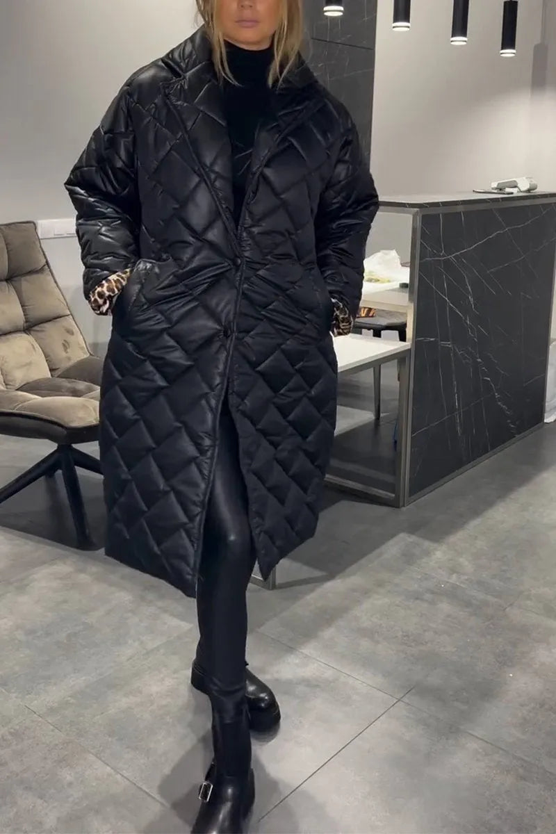Beata | Abrigo acolchado reversible con forro de leopardo