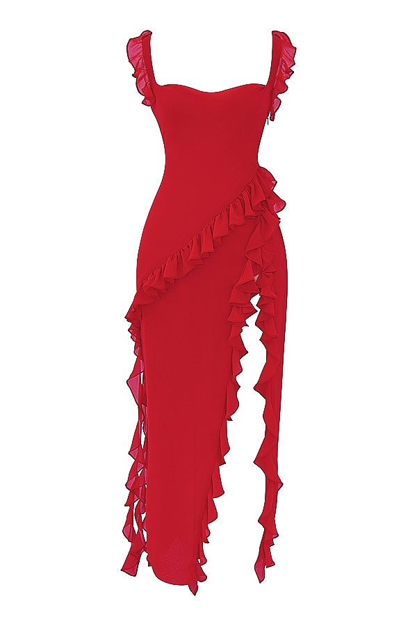 Dalila Vestido largo con volantes